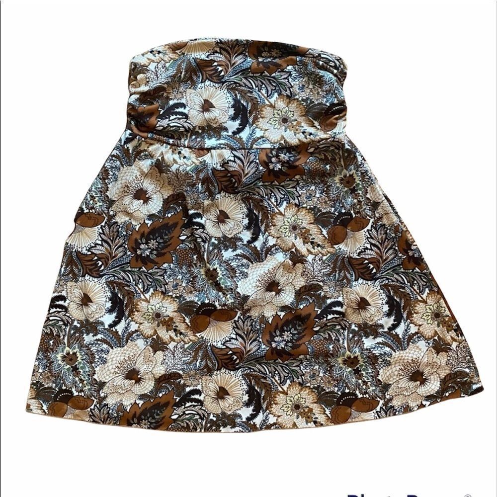 Love Me Kiss Me - floral boho bohemian A-line skirt - fall brown - medium m